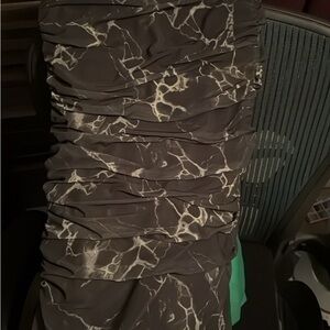 Elegant green and White Ruched Dress